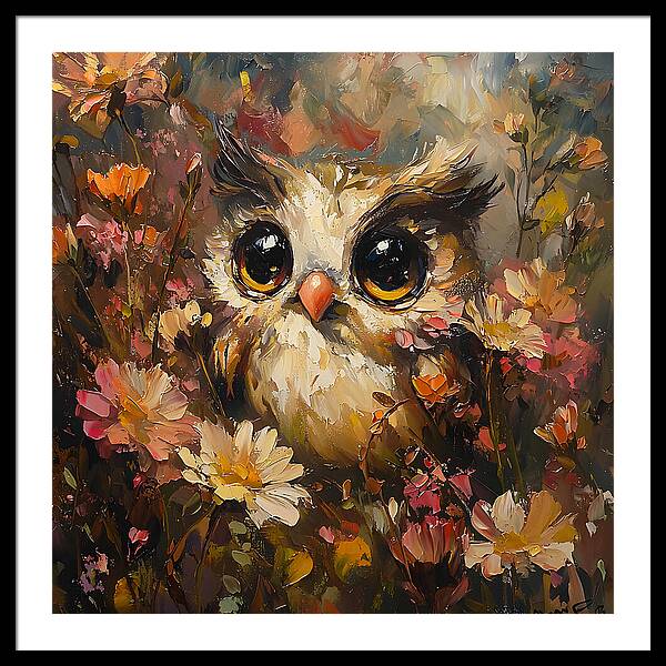 Owl in Bloom - Framed Print