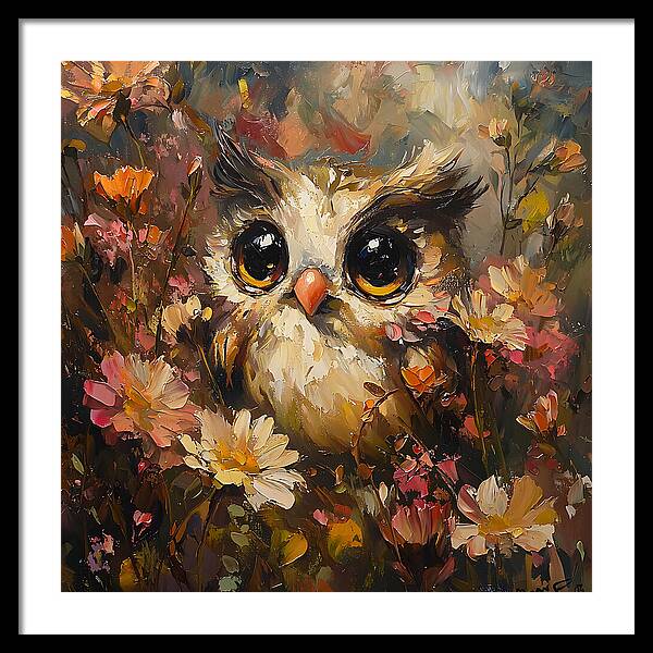 Owl in Bloom - Framed Print