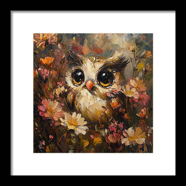 Owl in Bloom - Framed Print