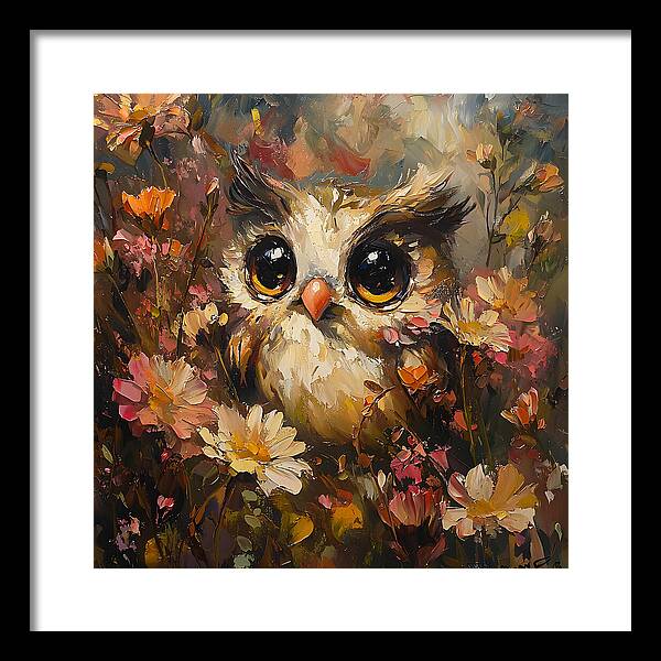Owl in Bloom - Framed Print