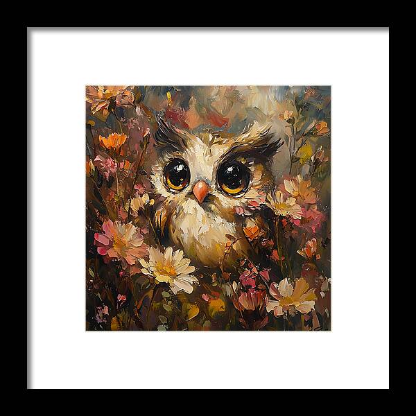 Owl in Bloom - Framed Print