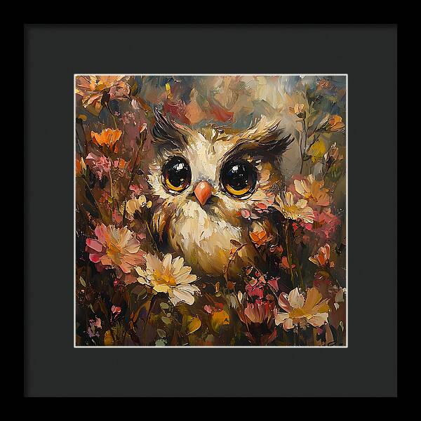 Owl in Bloom - Framed Print