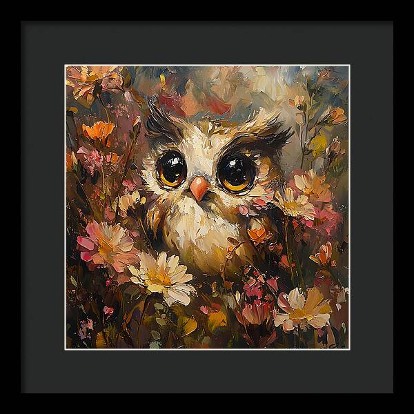 Owl in Bloom - Framed Print