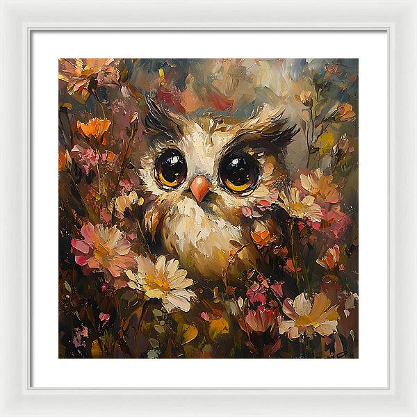 Owl in Bloom - Framed Print