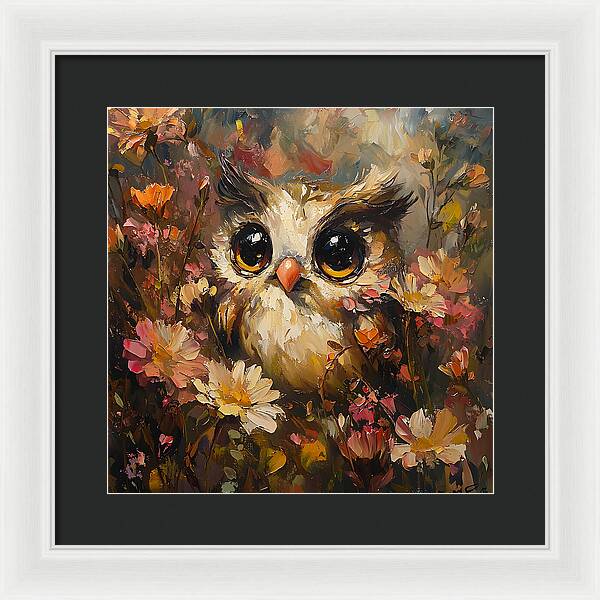 Owl in Bloom - Framed Print