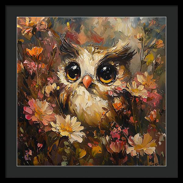 Owl in Bloom - Framed Print