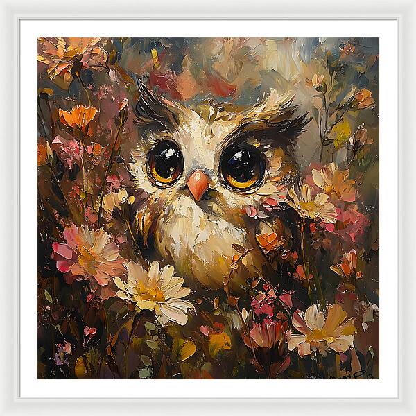 Owl in Bloom - Framed Print