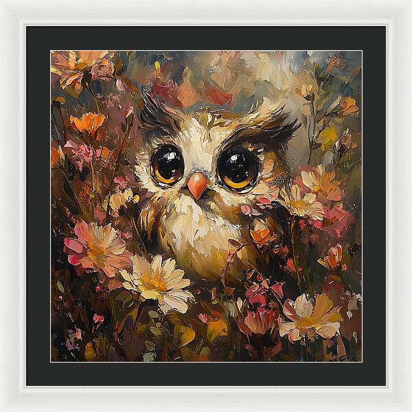 Owl in Bloom - Framed Print