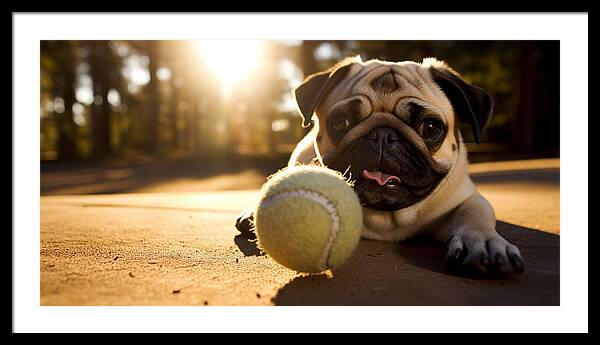 Playful Pugshine - Framed Print