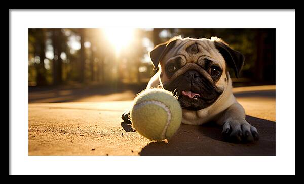 Playful Pugshine - Framed Print