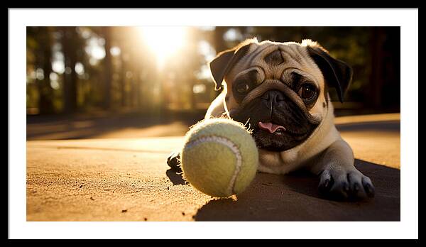 Playful Pugshine - Framed Print