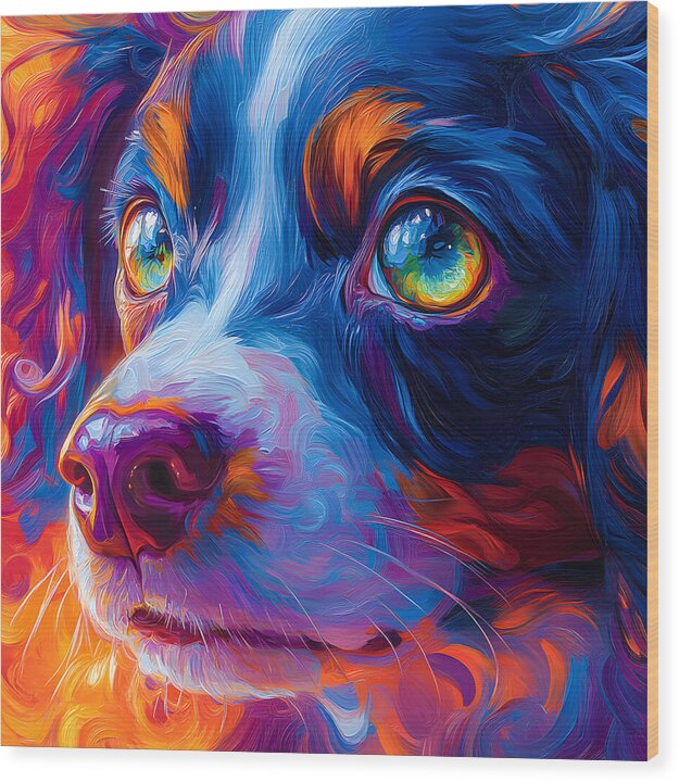 Prismatic Pup - Wood Print