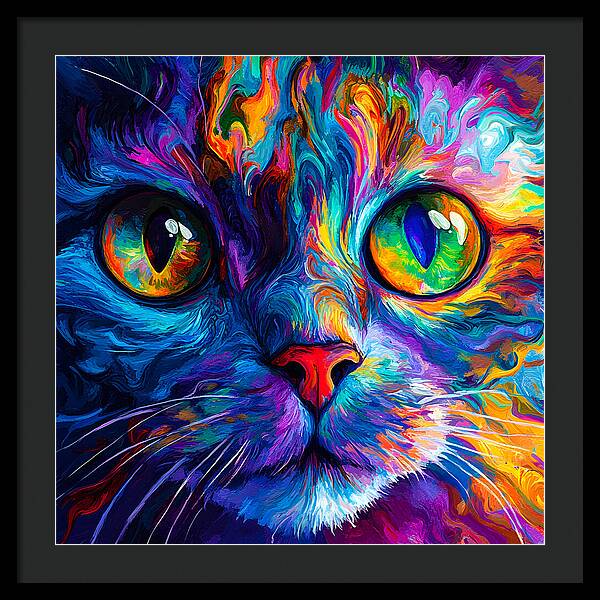Psychedelic Purr - Framed Print
