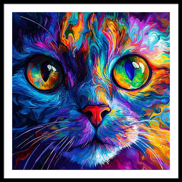 Psychedelic Purr - Framed Print