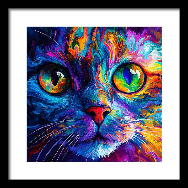 Psychedelic Purr - Framed Print