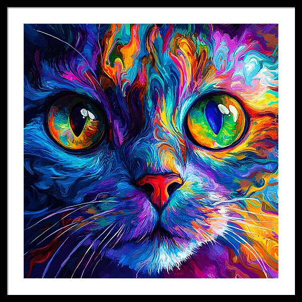 Psychedelic Purr - Framed Print