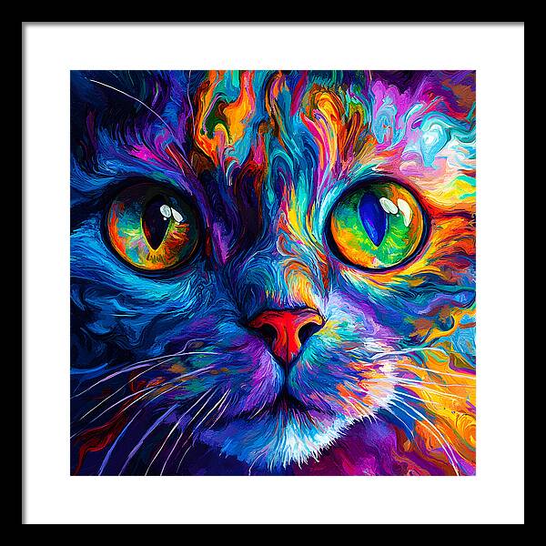 Psychedelic Purr - Framed Print