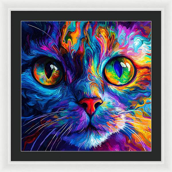 Psychedelic Purr - Framed Print