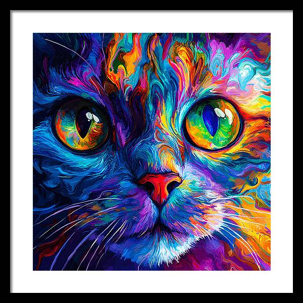 Psychedelic Purr - Framed Print