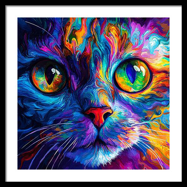 Psychedelic Purr - Framed Print