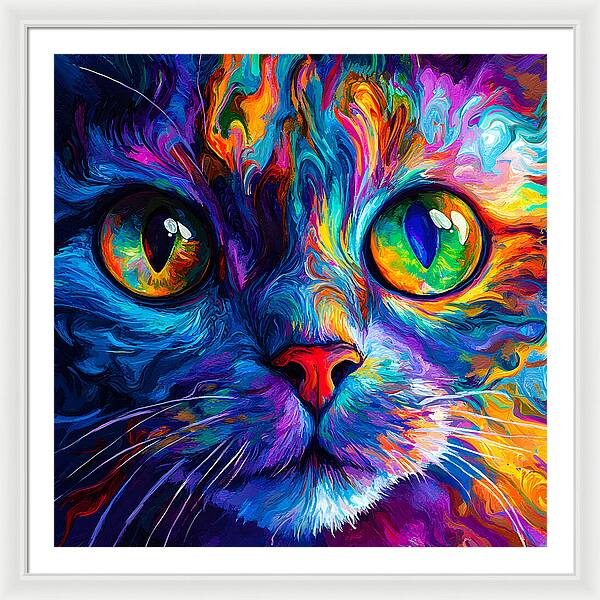 Psychedelic Purr - Framed Print