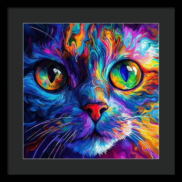 Psychedelic Purr - Framed Print