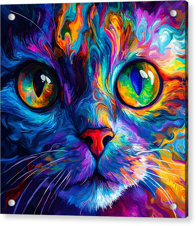 Psychedelic Purr - Acrylic Print
