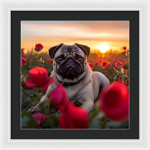 Pug Petals - Framed Print