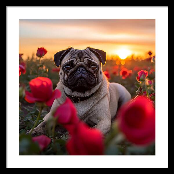 Pug Petals - Framed Print