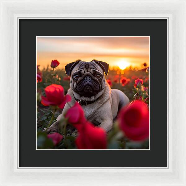 Pug Petals - Framed Print