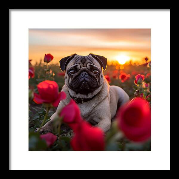 Pug Petals - Framed Print