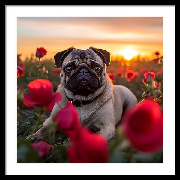 Pug Petals - Framed Print