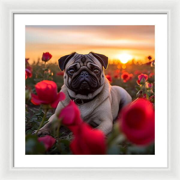 Pug Petals - Framed Print