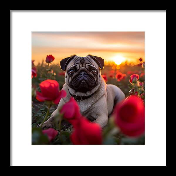 Pug Petals - Framed Print
