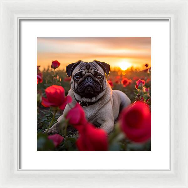 Pug Petals - Framed Print