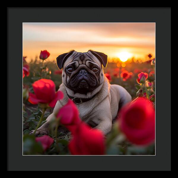 Pug Petals - Framed Print