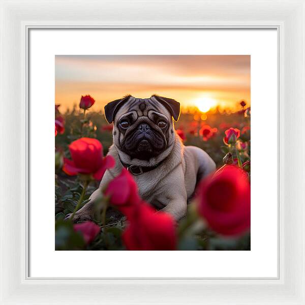 Pug Petals - Framed Print