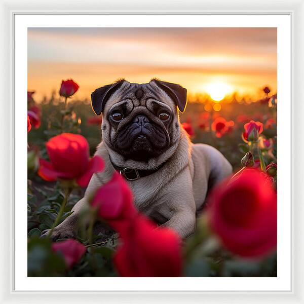 Pug Petals - Framed Print