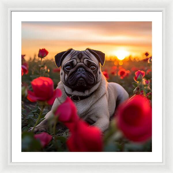 Pug Petals - Framed Print