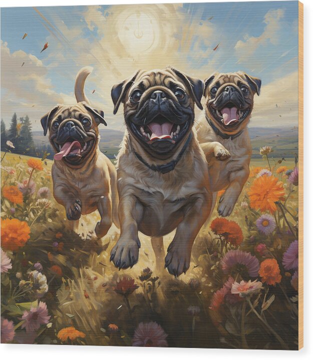 Pug Power - Wood Print