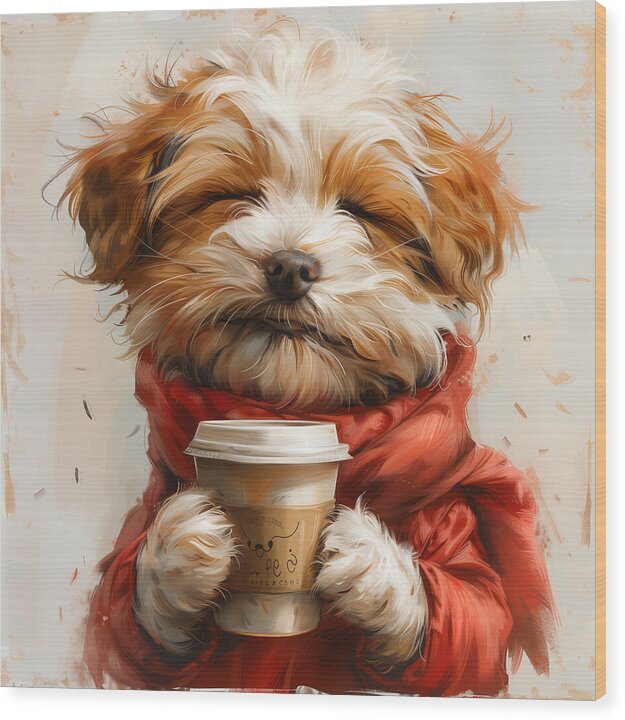 Puppuccino - Wood Print