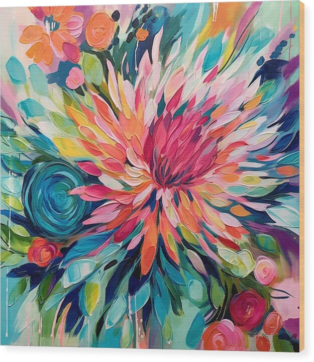 Radiant Floral Rhapsody - Wood Print