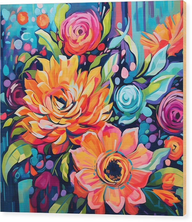 Rainbow Bouquet - Wood Print