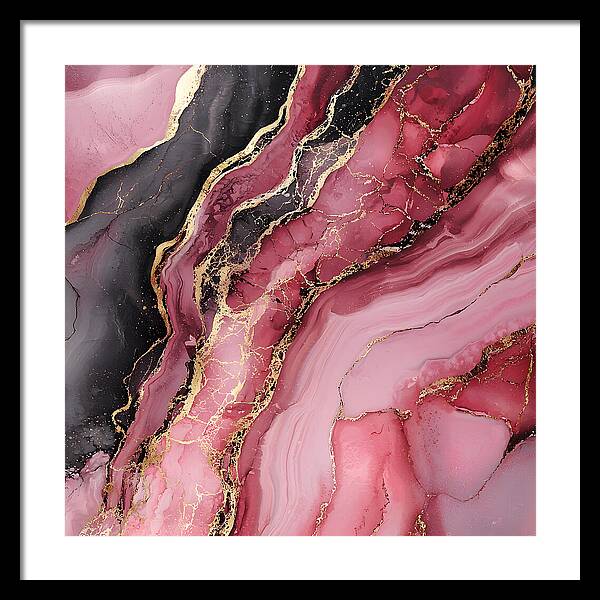 Rose Gold Flow Dark - Framed Print