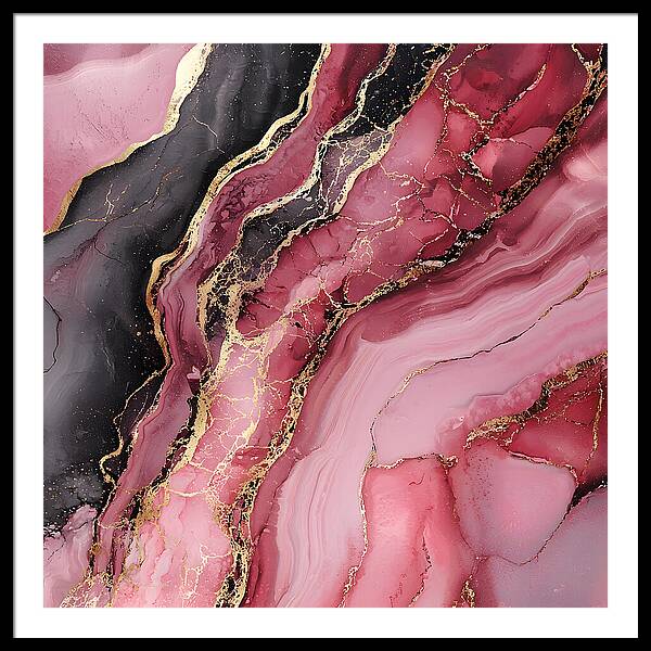 Rose Gold Flow Dark - Framed Print