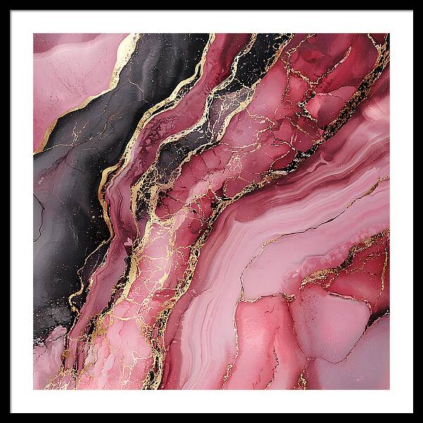 Rose Gold Flow Dark - Framed Print