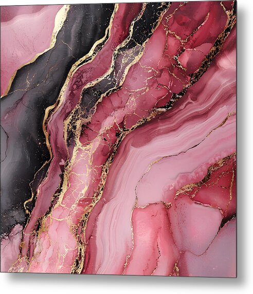 Rose Gold Flow Dark - Metal Print