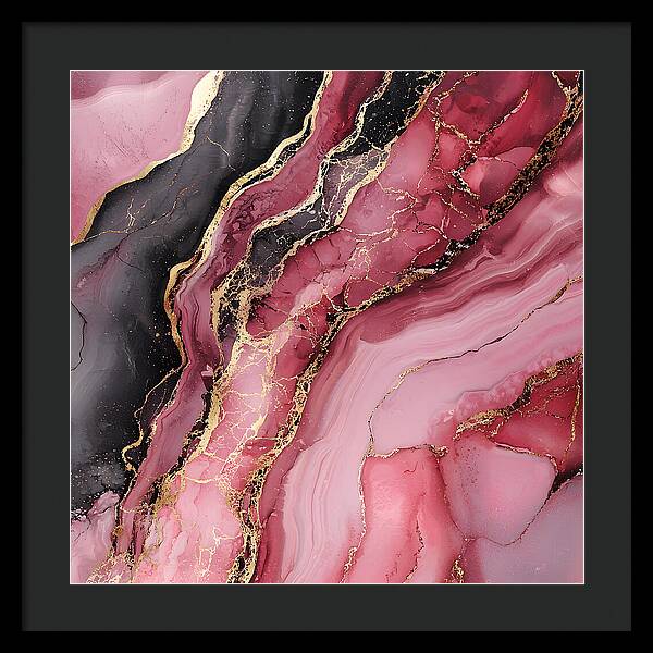 Rose Gold Flow Dark - Framed Print