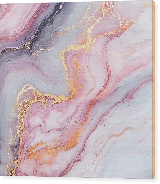 Rose Gold Flow - Wood Print