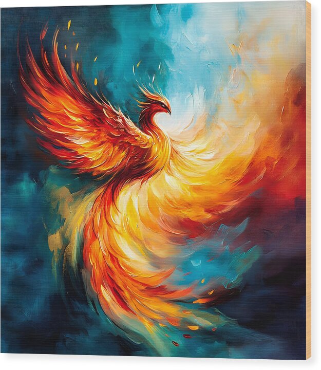 Sky Fire Ascension - Wood Print